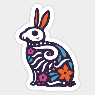 Colorful Day of the Dead Rabbit | Dia de los Muertos Animals Sticker
